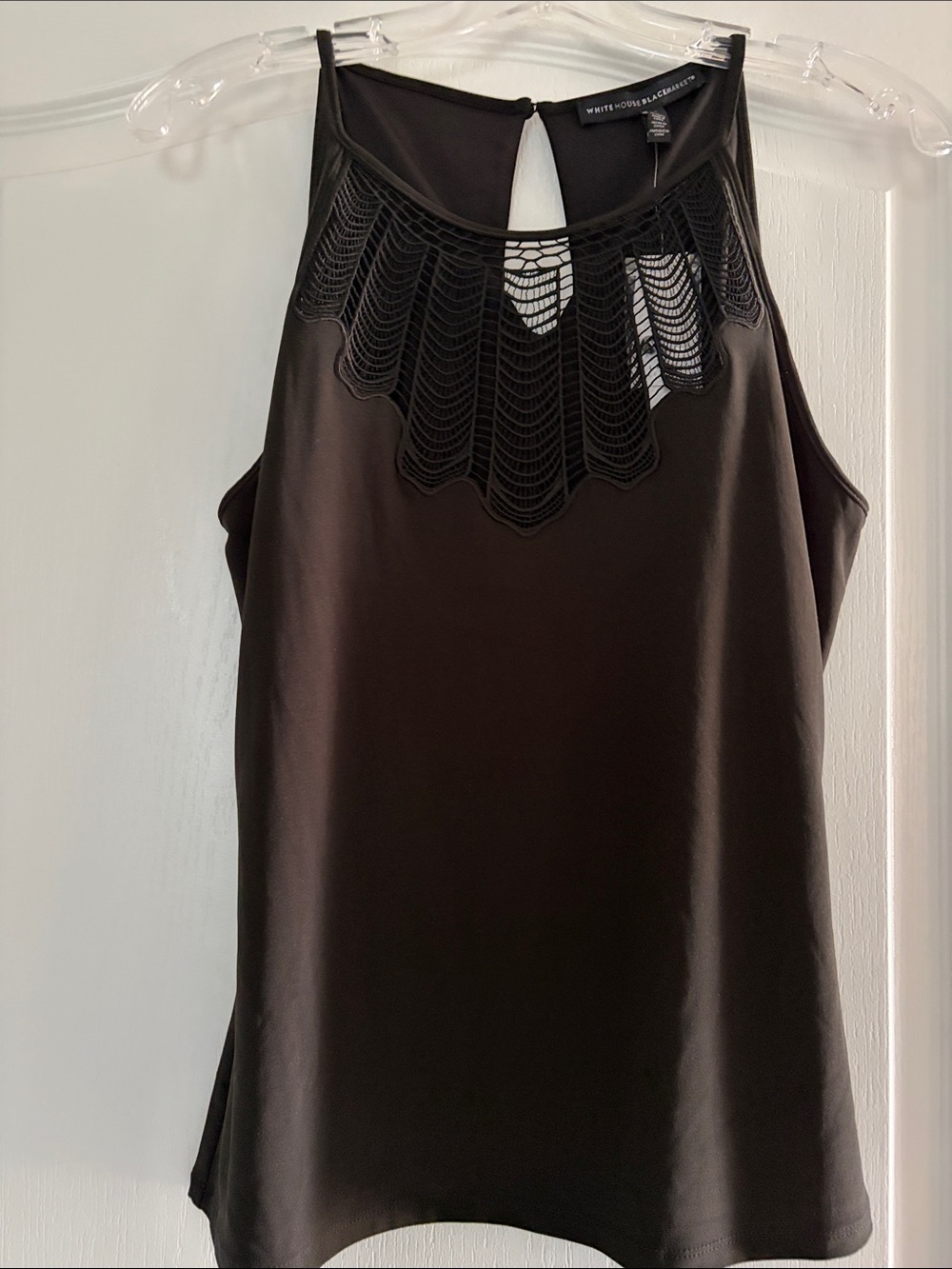 White House Black Marjey  Black Lace-Detail Halter Tank Top